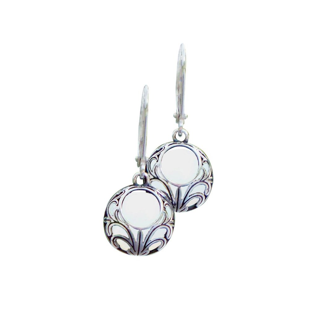 Recycled Vintage 1960's White Milk Glass Cold Cream Jar Vintage Lace Earrings